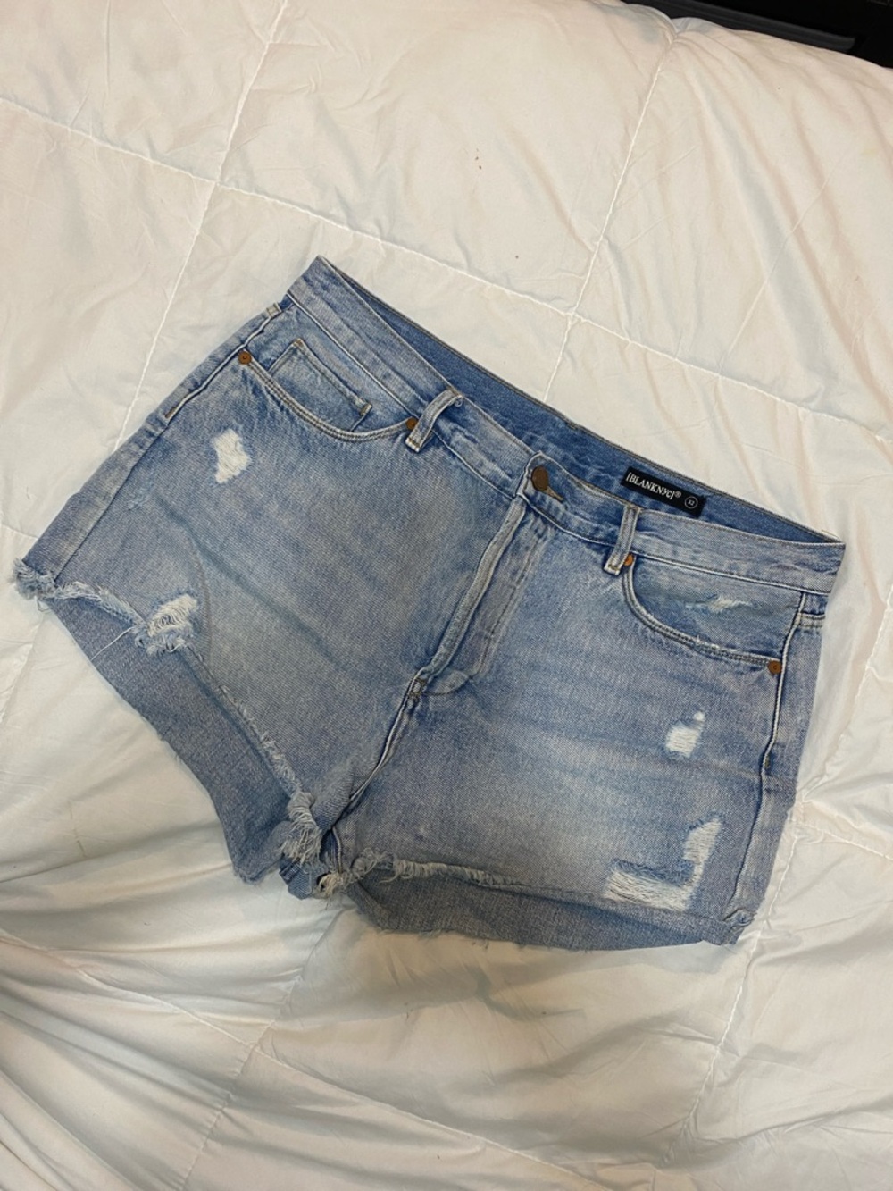 Blank NYC Light Wash Distressed Denim Shorts